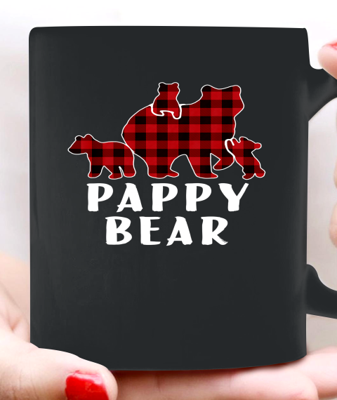 Pappy Bear 3 Cubs Shirt Christmas Mama Bear Plaid Pajama Ceramic Mug 11oz