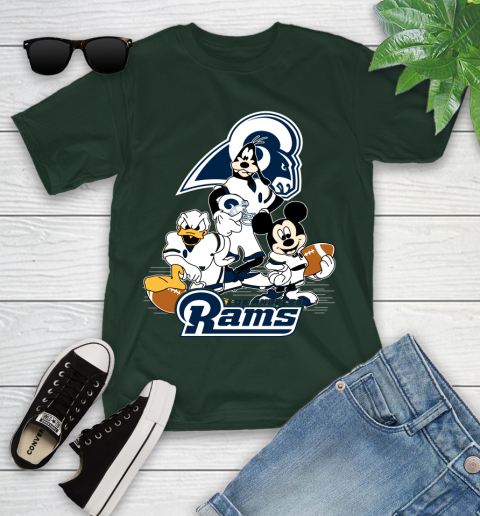 NFL Los Angeles Rams Mickey Mouse Donald Duck Goofy Football Shirt Youth T-Shirt 5