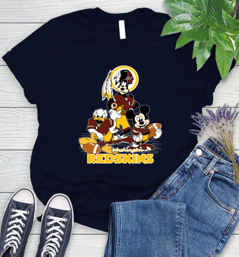 NFL Washington Redskins Mickey Mouse Donald Duck Goofy Football Shirt Women's T-Shirt 2