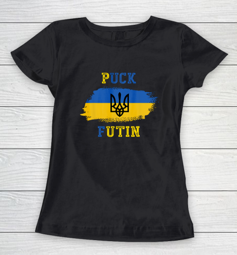 Ukraine Shirt Puck Futin Funny Stand With Ukraine Ukrainian Lover support Women's T-Shirt