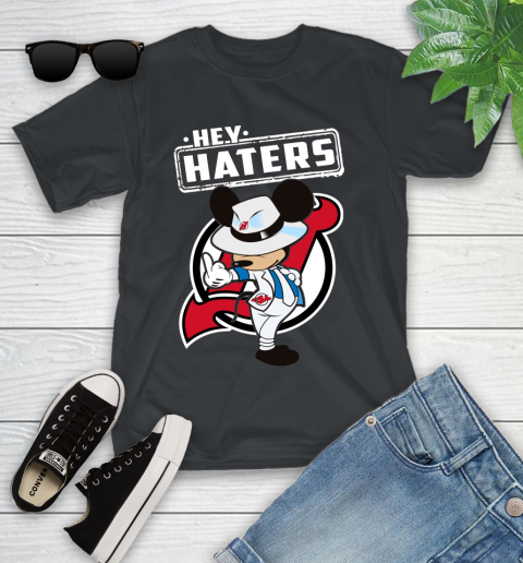 NHL Hey Haters Mickey Hockey Sports New Jersey Devils Youth T-Shirt