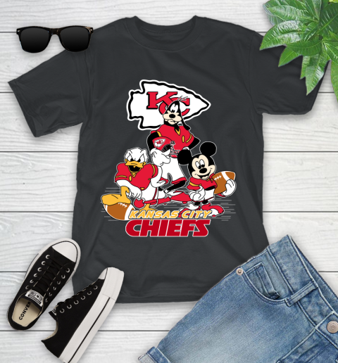 NFL Kansas City Chiefs Mickey Mouse Donald Duck Goofy Football Shirt Youth T-Shirt