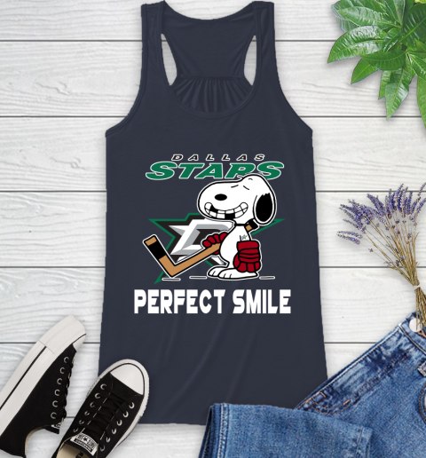 NHL Dallas Stars Snoopy Perfect Smile The Peanuts Movie Hockey T Shirt Racerback Tank 10