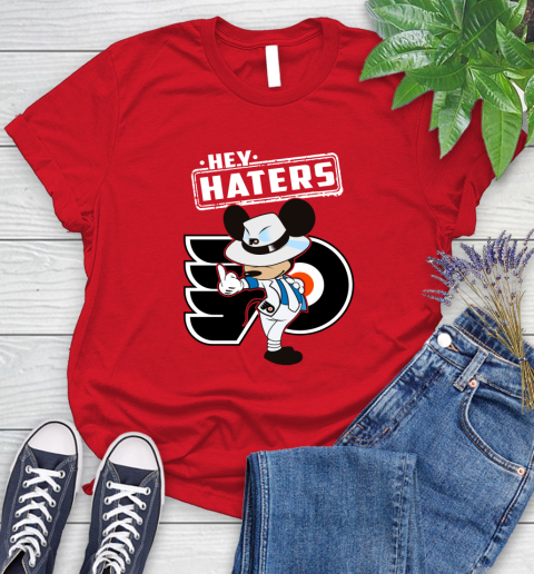 NHL Hey Haters Mickey Hockey Sports Philadelphia Flyers Women's T-Shirt 13