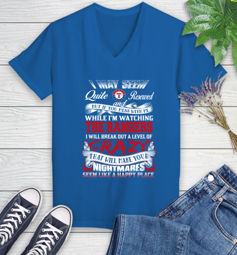 Texas Rangers MLB Baseball Don't Mess With Me While I'm Watching My Team Women's V-Neck T-Shirt 10