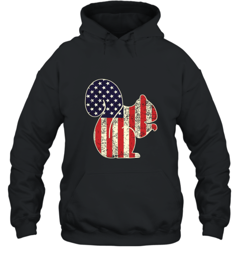 Funny Squirrel Flag T Shirt Patriotic Faded American July Hooded