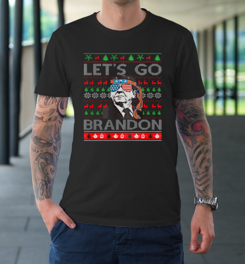 Let's Go Brandon Reagan America Christmas Sweater Anti Biden FJB Ugly T-Shirt
