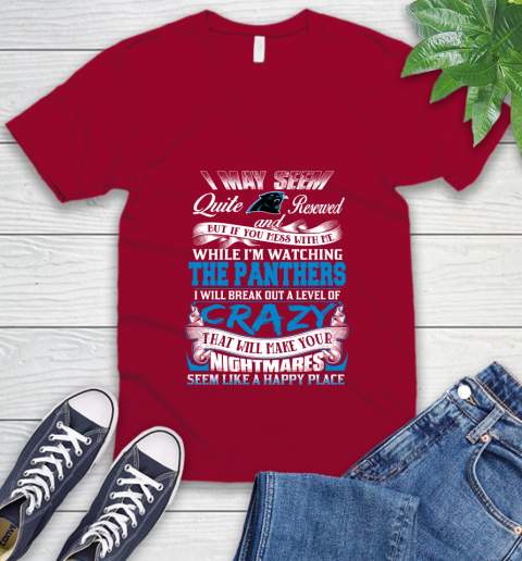 Carolina Panthers NFL Football Don't Mess With Me While I'm Watching My Team V-Neck T-Shirt 7