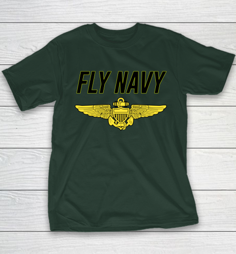 Fly Navy Shirt Pilot Wings Youth T-Shirt 11