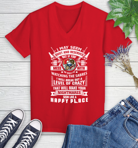 Buffalo Sabres NHL Hockey Don't Mess With Me While I'm Watching My Team Sports Women's V-Neck T-Shirt 11