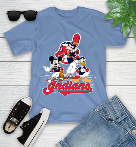 MLB Cleveland Indians Mickey Mouse Donald Duck Goofy Baseball T Shirt Youth T-Shirt 15