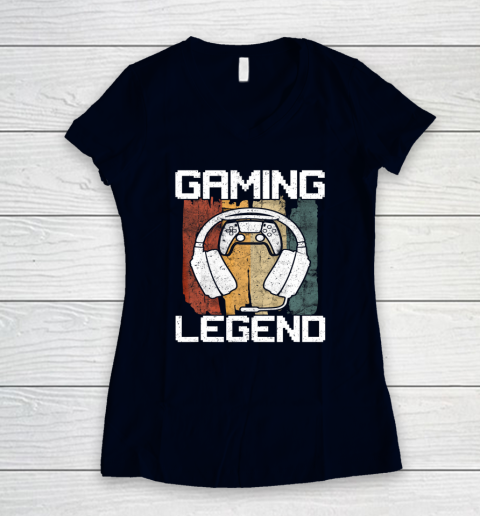 Gaming Legend PC Gamer Video Games Vintage Women's V-Neck T-Shirt 2