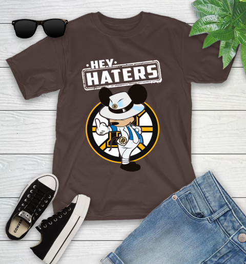 NHL Hey Haters Mickey Hockey Sports Boston Bruins Youth T-Shirt 7