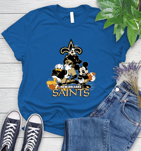 NFL New Orleans Saints Mickey Mouse Donald Duck Goofy Football Shirt Women's T-Shirt 12
