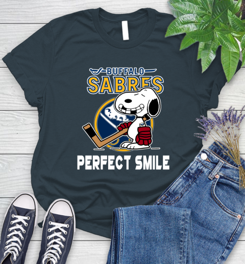 NHL Buffalo Sabres Snoopy Perfect Smile The Peanuts Movie Hockey T Shirt Women's T-Shirt 11