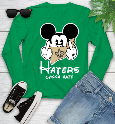 NFL New Orleans Saints Haters Gonna Hate Mickey Mouse Disney Football T Shirt Youth Long Sleeve 7
