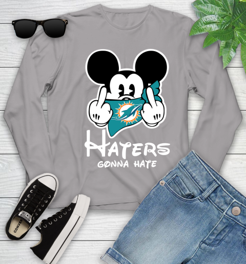 NFL Miami Dolphins Haters Gonna Hate Mickey Mouse Disney Football T Shirt Youth Long Sleeve 5