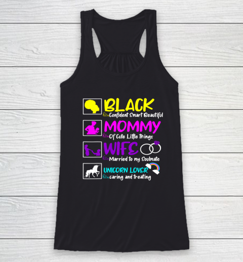 Black Mommy Wife Unicorn Lover Mothers Day Mom Mama Racerback Tank