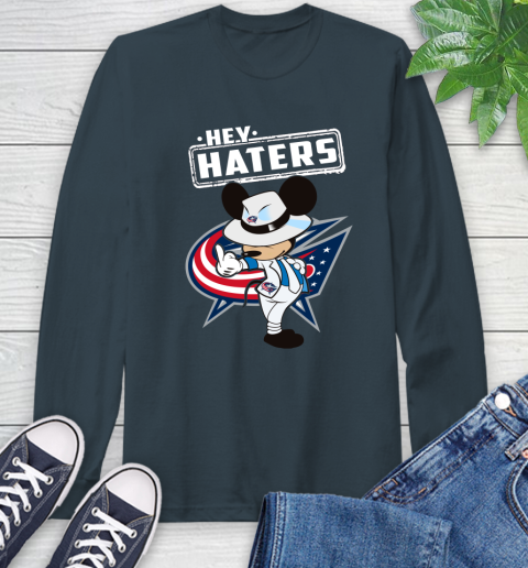 NHL Hey Haters Mickey Hockey Sports Columbus Blue Jackets Long Sleeve T-Shirt 9