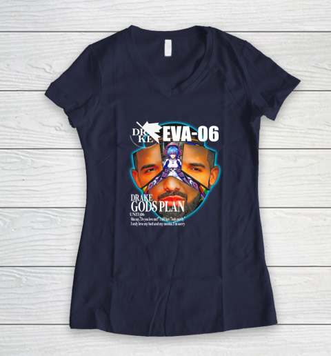 Drake Evangelion Shirt Drake Eva 06 Drake Gods Plan Women's V-Neck T-Shirt 7