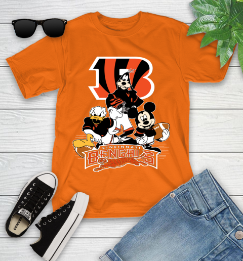 NFL Cincinnati Bengals Mickey Mouse Donald Duck Goofy Football Shirt Youth T-Shirt 9