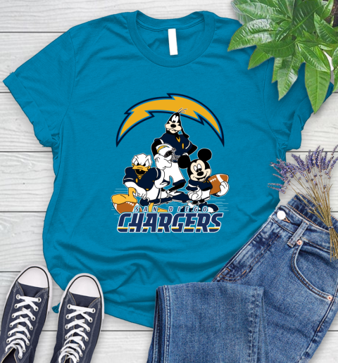 NFL San Diego Chargers Mickey Mouse Donald Duck Goofy Football Shirt Women's T-Shirt 10