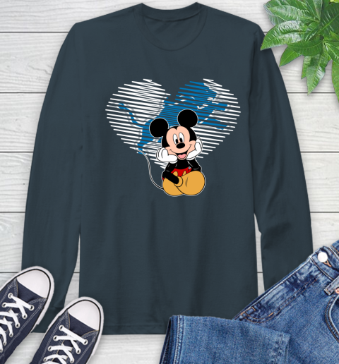 NFL Detroit Lions The Heart Mickey Mouse Disney Football T Shirt_000 Long Sleeve T-Shirt 9