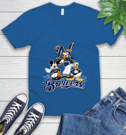 MLB Milwaukee Brewers Mickey Mouse Donald Duck Goofy Baseball T Shirt V-Neck T-Shirt 5