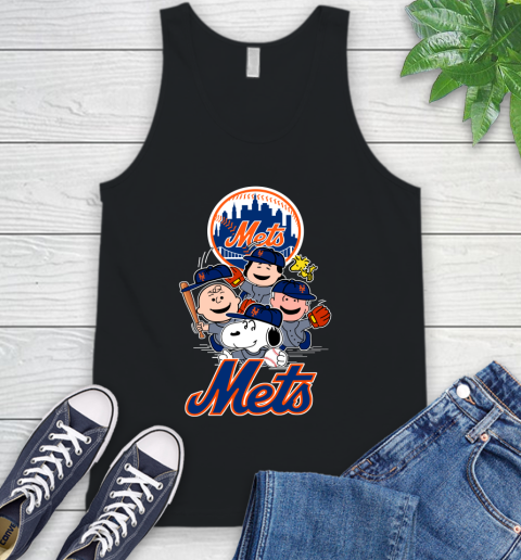 MLB New York Mets Snoopy Charlie Brown Woodstock The Peanuts Movie Baseball T Shirt Tank Top