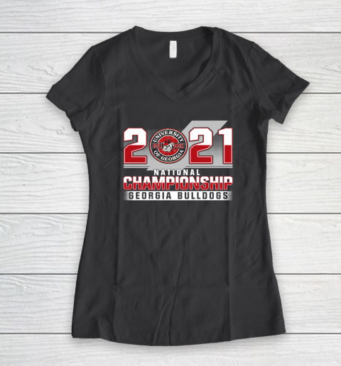 Georgia Bulldogs Championships 2021 Women's V-Neck T-Shirt 4