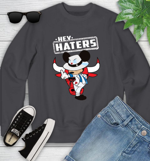 NBA Hey Haters Mickey Basketball Sports Chicago Bulls Youth Sweatshirt 5