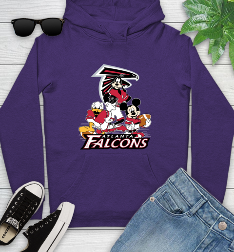 NFL Atlanta Falcons Mickey Mouse Donald Duck Goofy Football Shirt Youth Hoodie - Image 6
