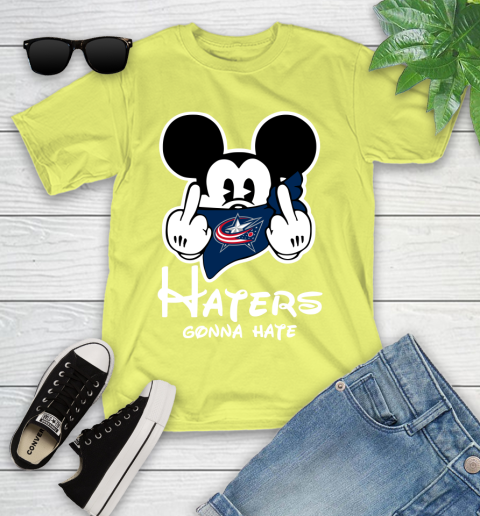 NHL Columbus Blue Jackets Haters Gonna Hate Mickey Mouse Disney Hockey T Shirt Youth T-Shirt 10