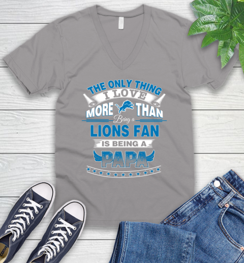 NFL The Only Thing I Love More Than Being A Detroit Lions Fan Is Being A Papa Football V-Neck T-Shirt 3