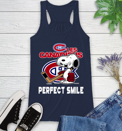 NHL Montreal Canadiens Snoopy Perfect Smile The Peanuts Movie Hockey T Shirt Racerback Tank 9