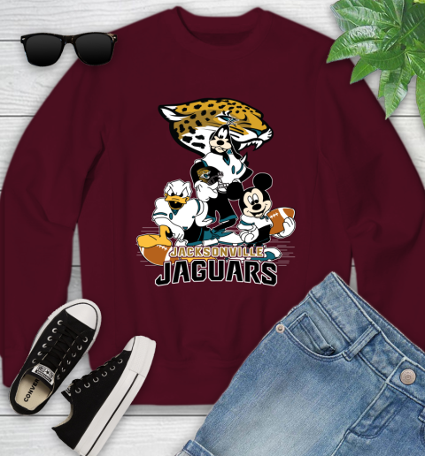 NFL Jacksonville Jaguars Mickey Mouse Donald Duck Goofy Football Shirt Youth Sweatshirt 4