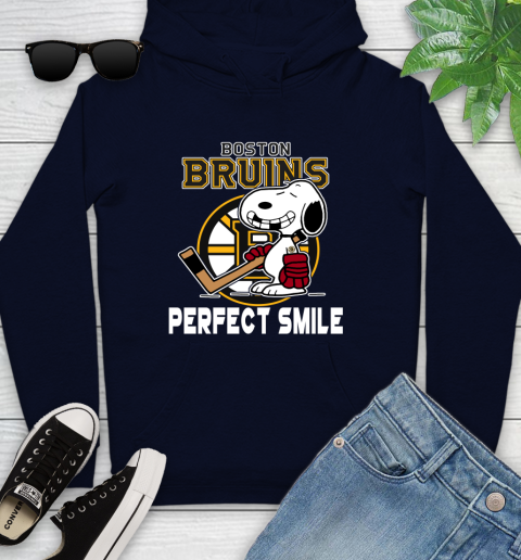 NHL Boston Bruins Snoopy Perfect Smile The Peanuts Movie Hockey T Shirt Youth Hoodie 3