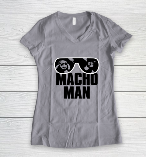 Macho Man Shirt Savage Sunglasses Graphic Women's V-Neck T-Shirt 7