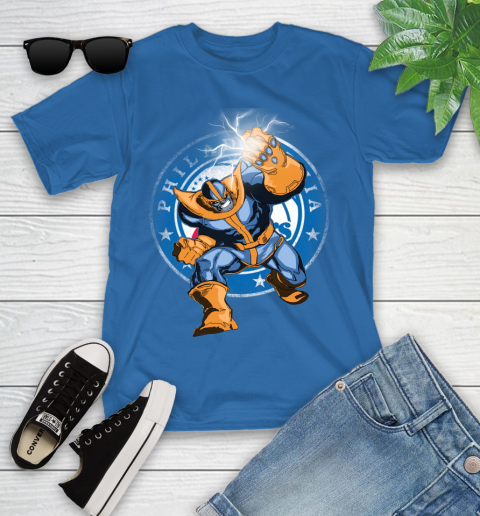 Philadelphia 76ers NBA Basketball Thanos Avengers Infinity War Marvel Youth T-Shirt 12