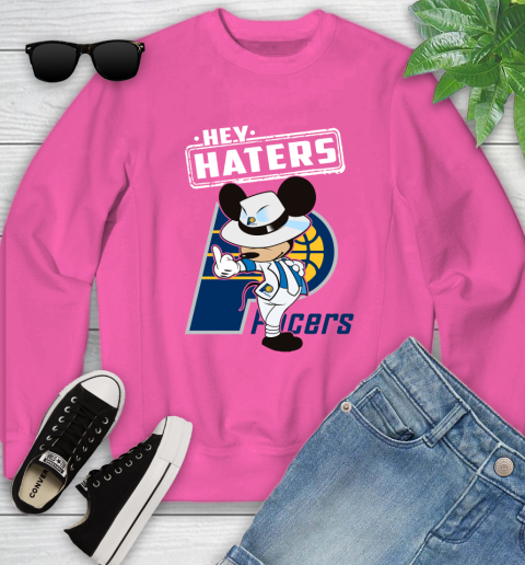 NBA Hey Haters Mickey Basketball Sports Indiana Pacers Youth Sweatshirt 6