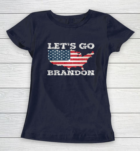 Let's Go Brandon Joe Biden Chant Impeach Biden USA Flag FJB Women's T-Shirt 2