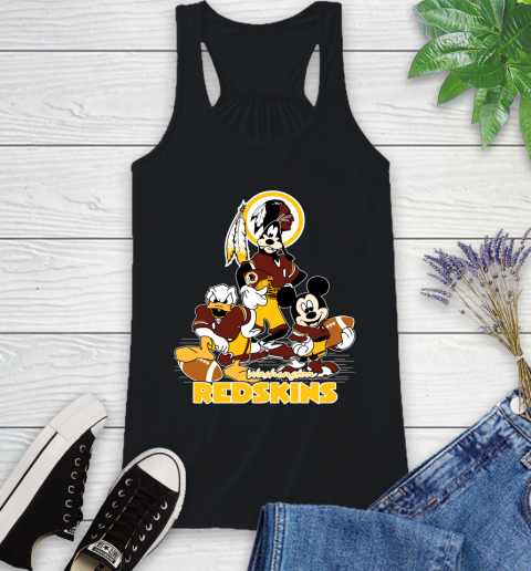 NFL Washington Redskins Mickey Mouse Donald Duck Goofy Football Shirt Racerback Tank