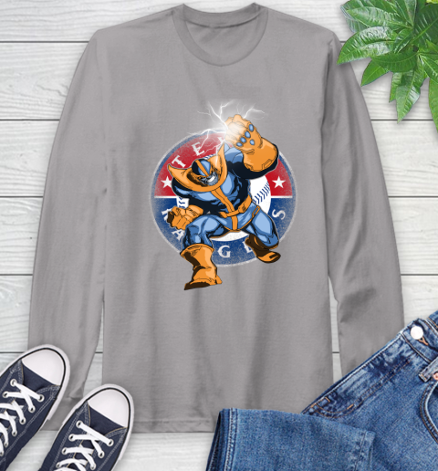 Texas Rangers MLB Baseball Thanos Avengers Infinity War Marvel Long Sleeve T-Shirt 6