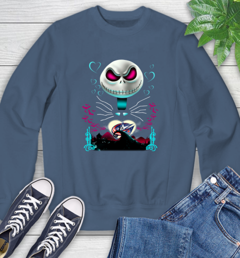 NHL Columbus Blue Jackets Jack Skellington Sally The Nightmare Before Christmas Hockey Sweatshirt 8
