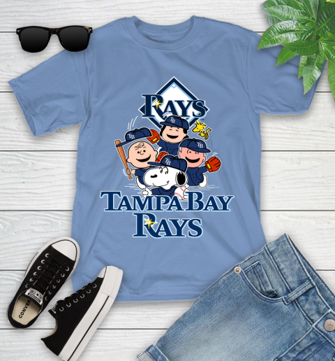 MLB Tampa Bay Rays Snoopy Charlie Brown Woodstock The Peanuts Movie Baseball T Shirt Youth T-Shirt 15