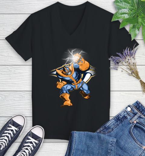 Nashville Predators NHL Hockey Thanos Avengers Infinity War Marvel Women's V-Neck T-Shirt