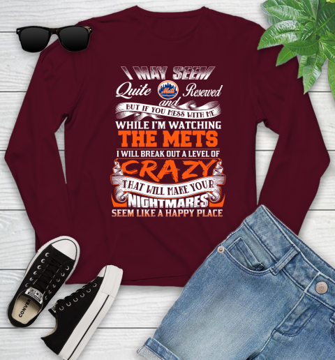 New York Mets MLB Baseball Don't Mess With Me While I'm Watching My Team Youth Long Sleeve 6