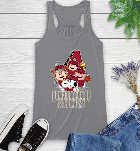 MLB Arizona Diamondbacks Snoopy Charlie Brown Woodstock The Peanuts Movie Baseball T Shirt_000 Racerback Tank 4