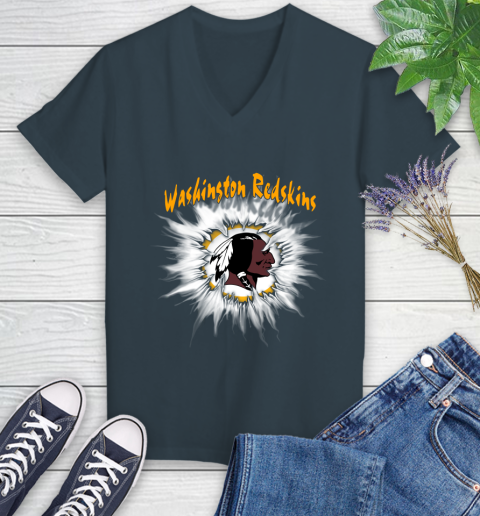 Washington Redskins NFL Football Adoring Fan Rip Sports Women's V-Neck T-Shirt 8