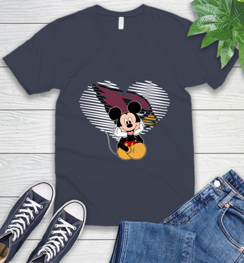 NFL Arizona Cardinals The Heart Mickey Mouse Disney Football T Shirt_000 V-Neck T-Shirt 8